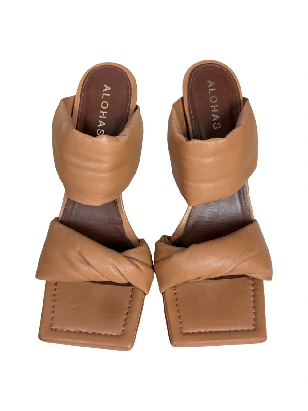 Alohas Natasha Puffy Mule Heels in camel/nude Leather Size 39